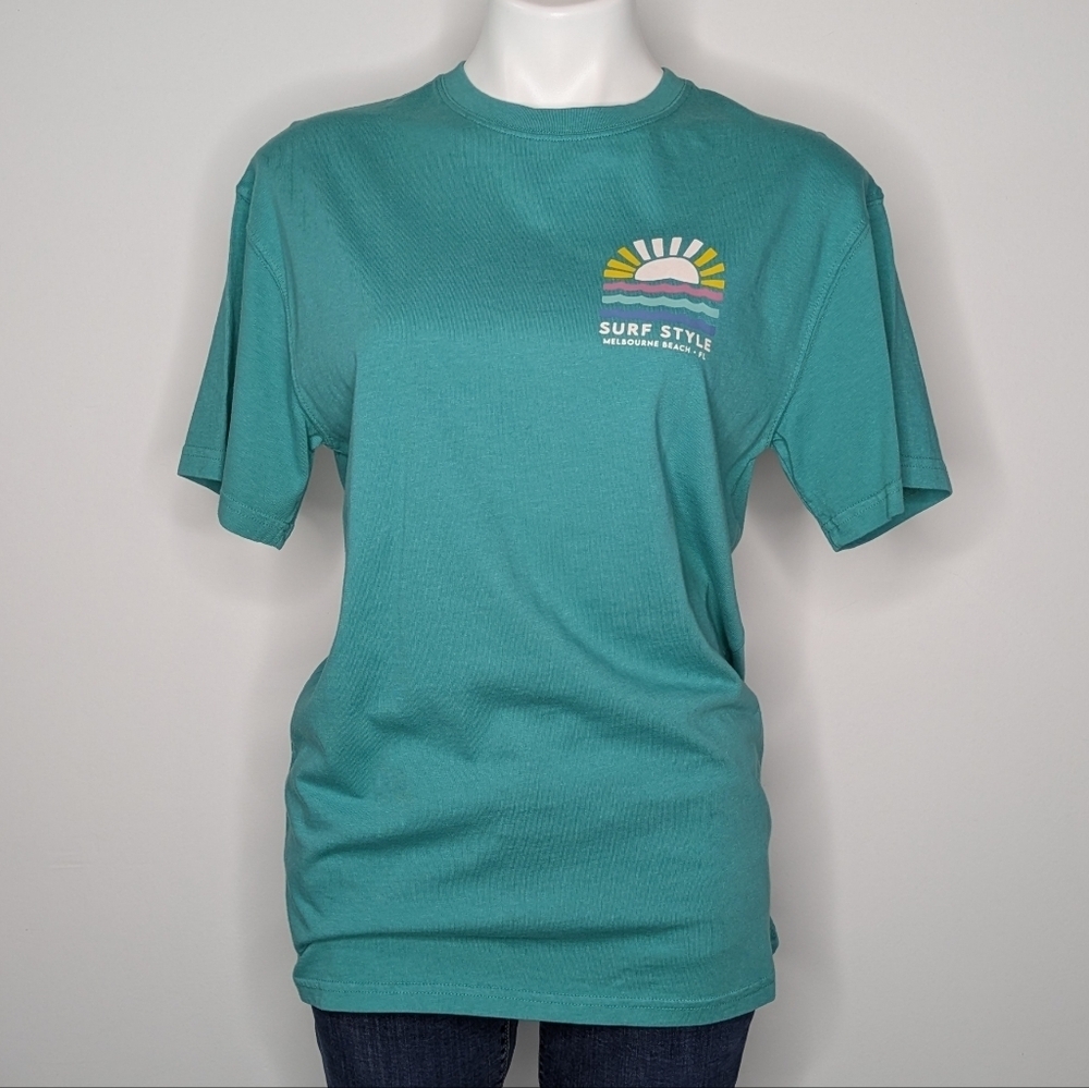 NWT Surf Style Blue Green Melbourne Beach Florida Cotton Tshirt M